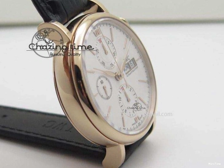 MIROTIME 0131 Portofino Chrono RG White Dial on Black Leather Strap A Vibrant 7385